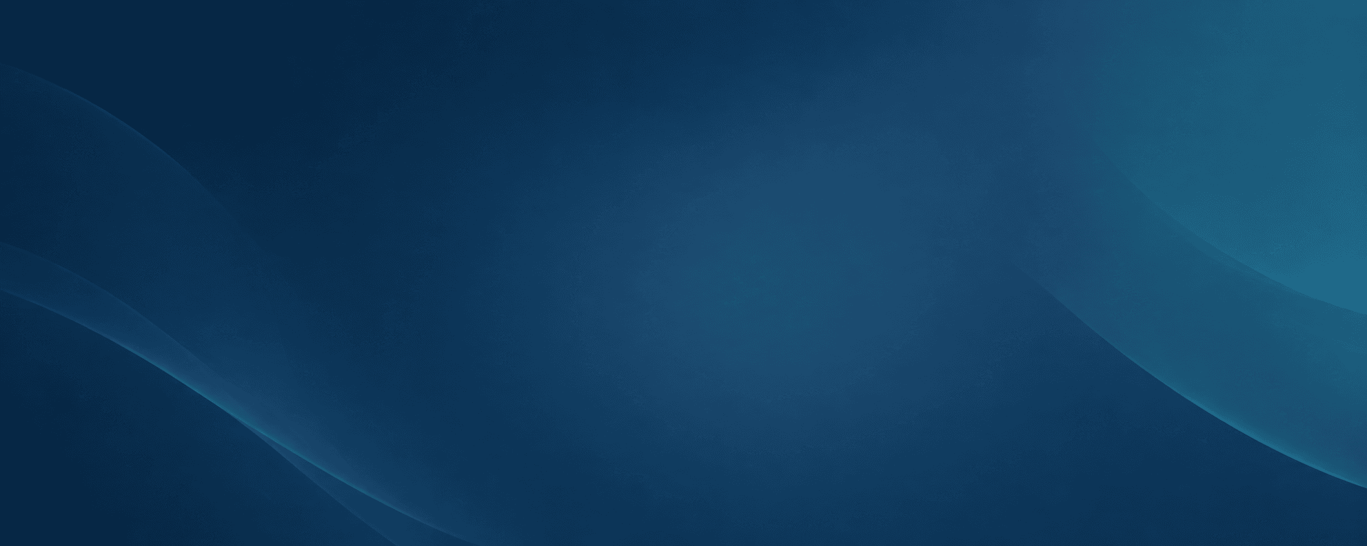 Dark blue abstract background with subtle, translucent flowing waves and a soft central color gradient.